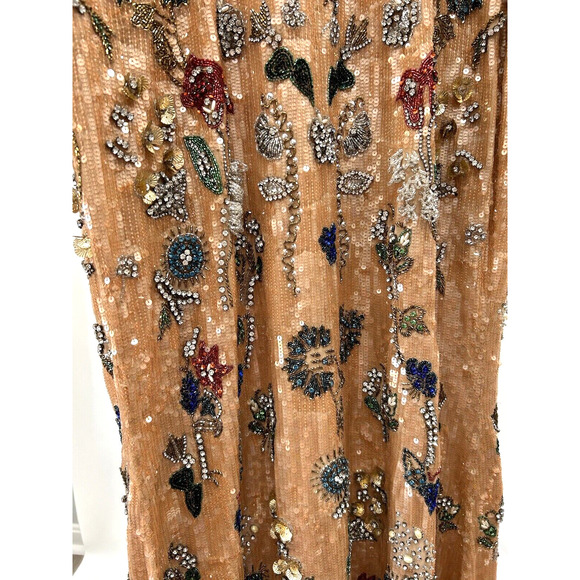 Mac Duggal 93546 Size 14 Beaded Sequin Long Bishop Sleeve Evening Dress NWT FLAW - Picture 4 of 16